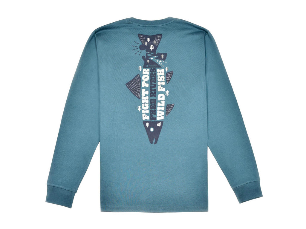 Free Rivers & Wild Fish Long Sleeve T-Shirt Earth Blue