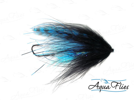 Photo of a Black/Blue steelhead fly.