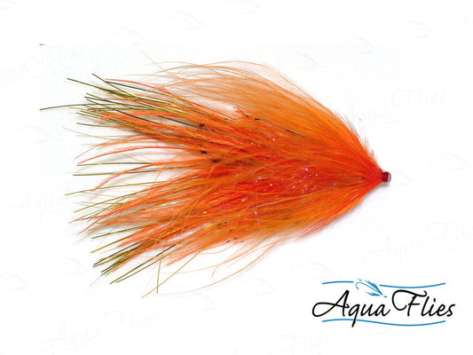 Photo of a Orange steelhead fly.