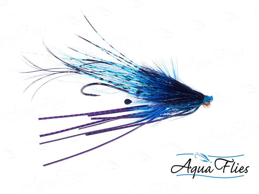 Photo of a Blue steelhead fly.