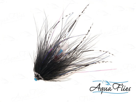Photo of a Black steelhead fly.