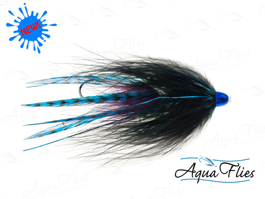 Photo of a Black/Blue steelhead fly.