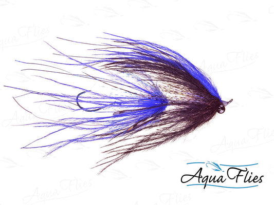 Photo of a Black/Purple steelhead fly.