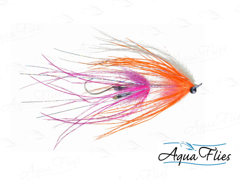Photo of a Pink/Orange steelhead fly.