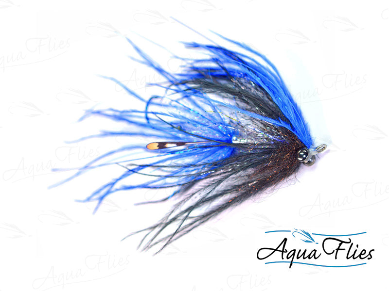 Photo of a Black/Blue steelhead fly.