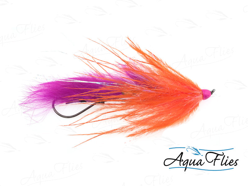 Photo of a Pink/Orange steelhead fly.