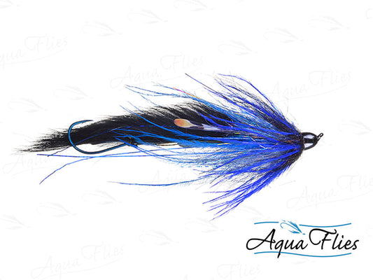 Photo of a Black/Blue steelhead fly.