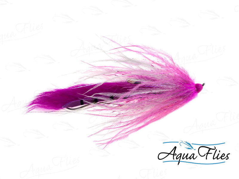 Photo of a Pink steelhead fly.