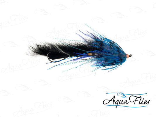 Photo of a Black/Blue steelhead fly.