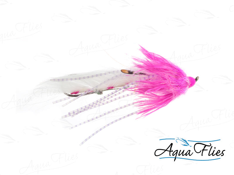 Photo of a Pink/White steelhead fly.