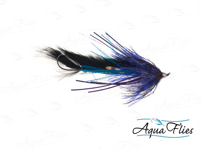 Photo of a Purple/Black steelhead fly.