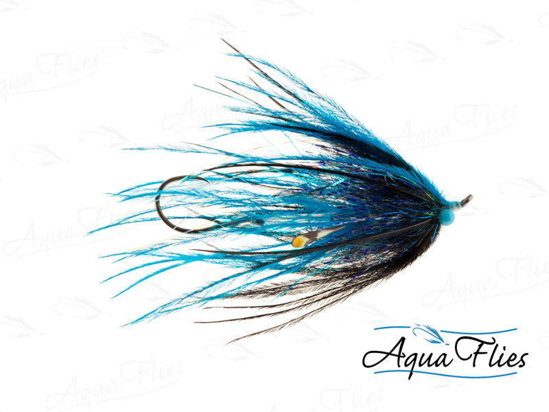 Photo of a Blue/Black steelhead fly.