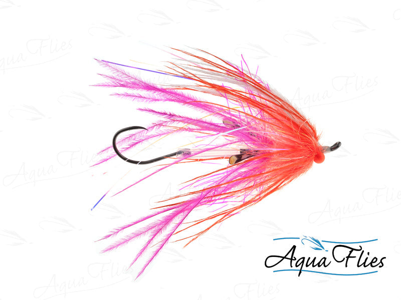 Photo of a Pink/Orange steelhead fly.