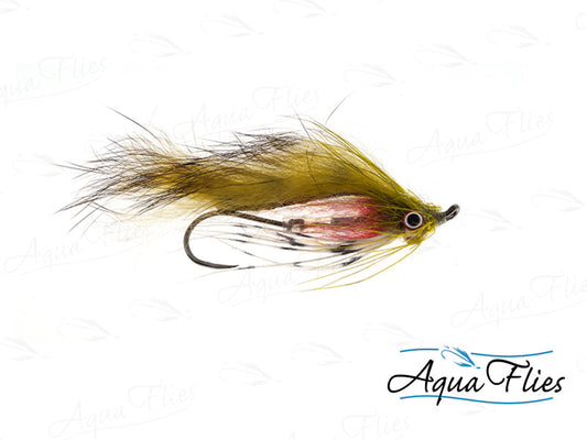 Photo of a Olive steelhead fly.