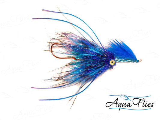 Photo of a Blue steelhead fly.