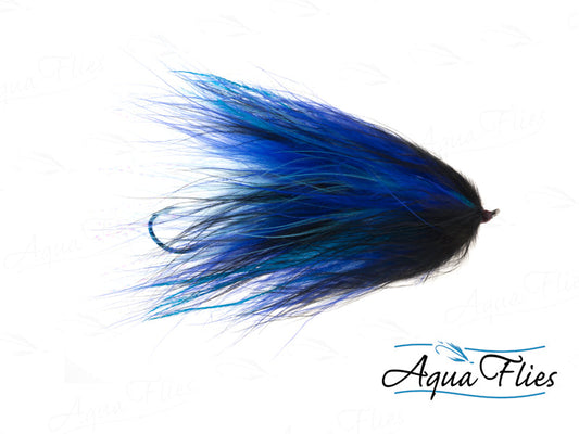Photo of a Blue/Black steelhead fly.