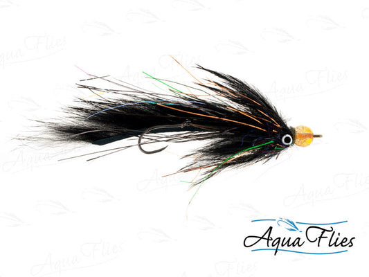 Photo of a Black/Orange steelhead fly.