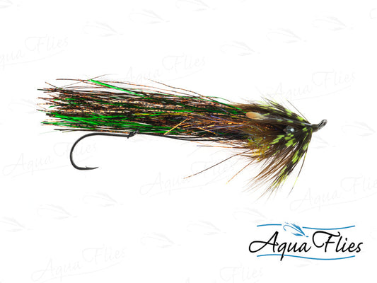 Photo of a Green/Chartreuse steelhead fly.