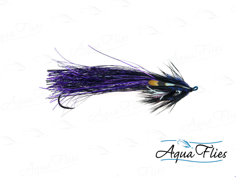 Photo of a Purple/Black steelhead fly.