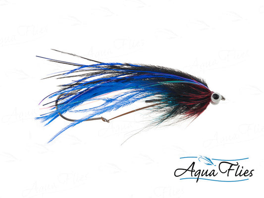 Photo of a Black/Blue steelhead fly.