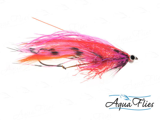 Photo of a Orange/Pink steelhead fly.