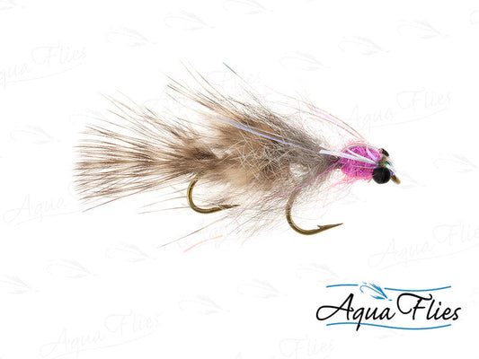 Photo of a Pink/Tan steelhead fly.