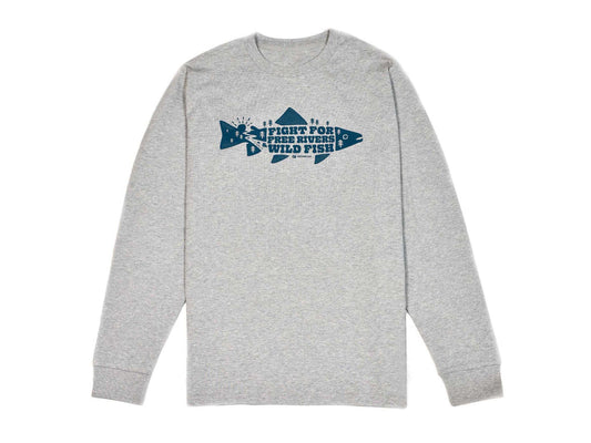 Free Rivers & Wild Fish Long Sleeve T-Shirt Heather Grey