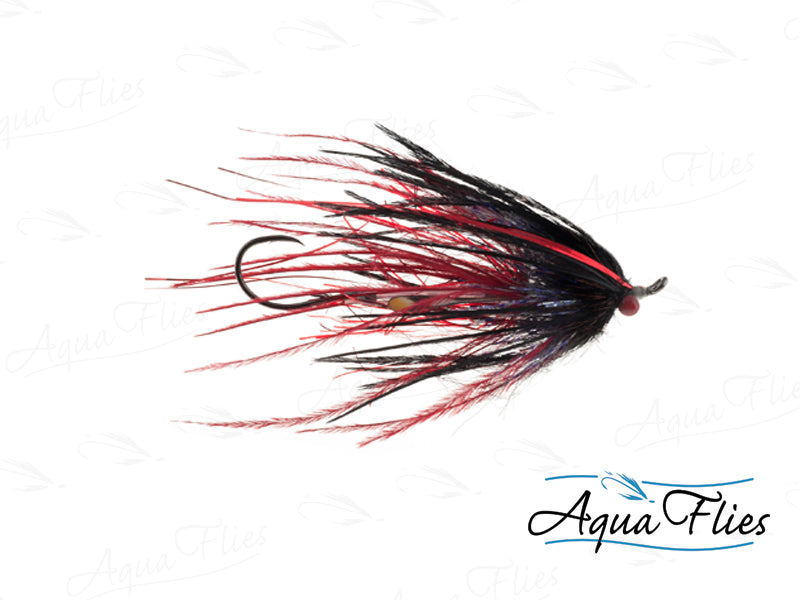 Photo of a Claret/Black steelhead fly.