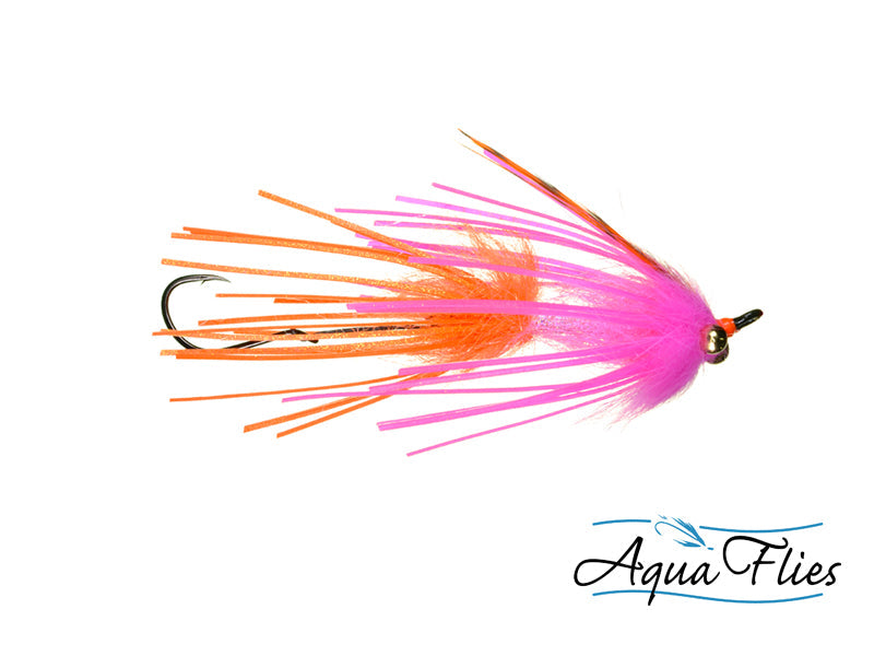 Photo of a Pink/Orange steelhead fly.