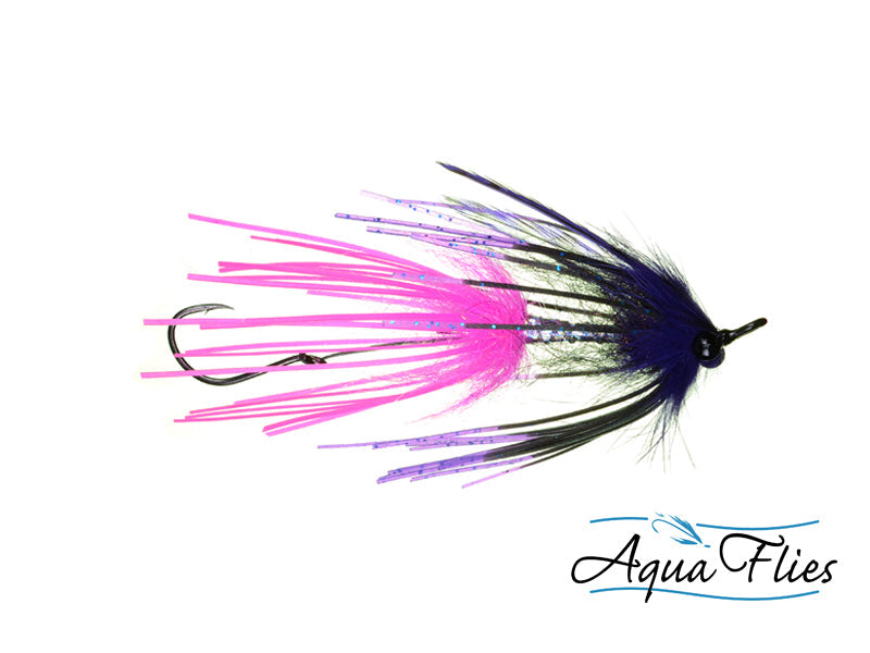 Photo of a Pink/Black steelhead fly.