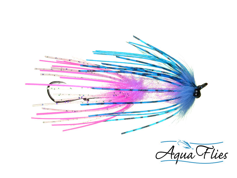 Photo of a Pink/Blue steelhead fly.