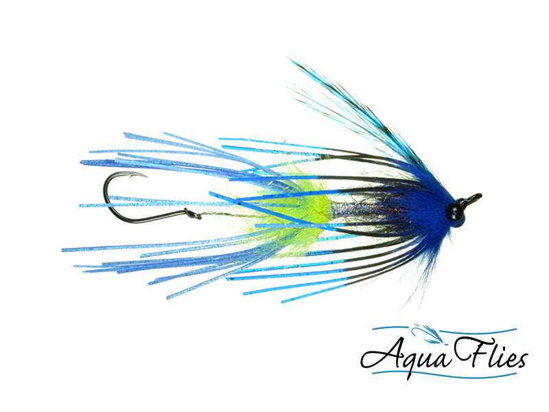 Photo of a Dark Blue/Blue steelhead fly.