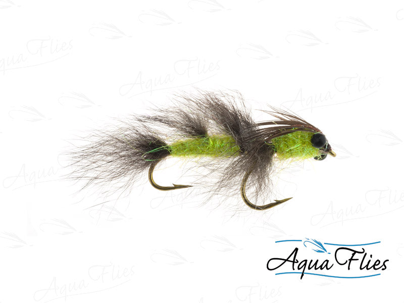 Photo of a Yellow/Gray steelhead fly.