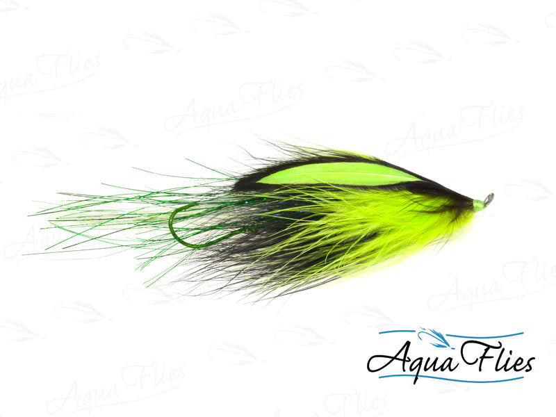 Photo of a Chartreuse/Black Steelhead Fly