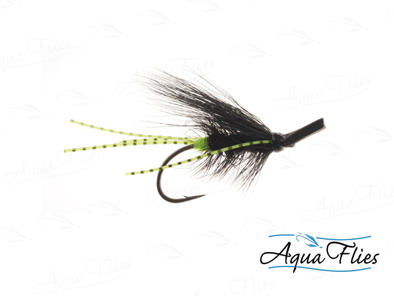 Photo of a Black/Chartreuse dry fly