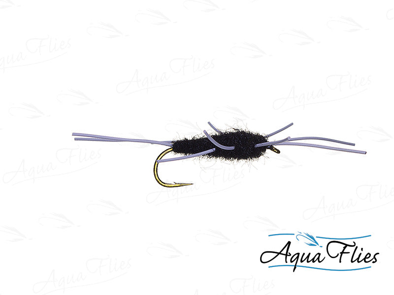 1 Dozen (12) Girdle Bug Flies – Black Nymph Fly Tying For Freshwater Fly Fishing