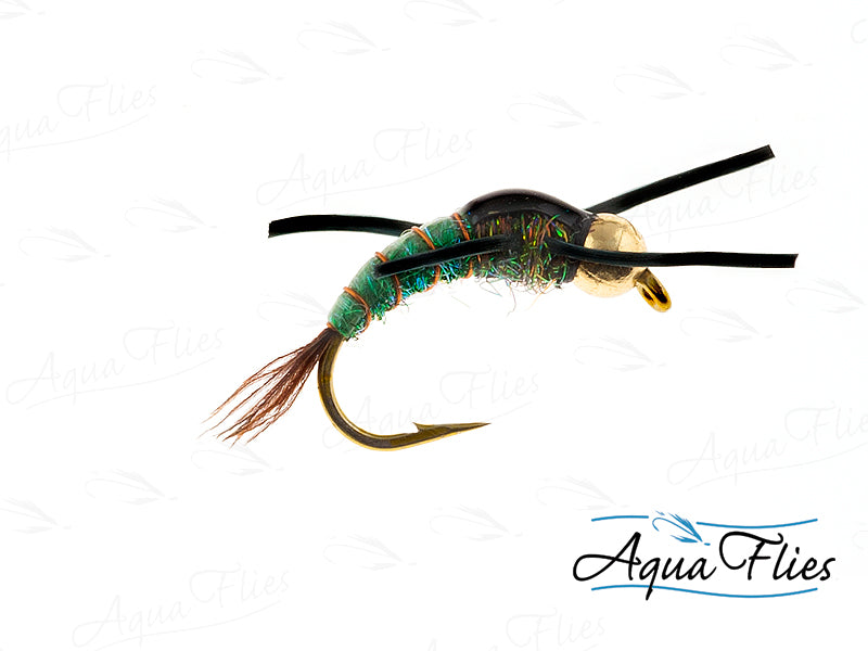 Photo of a size Emerald/Black Trout Fly
